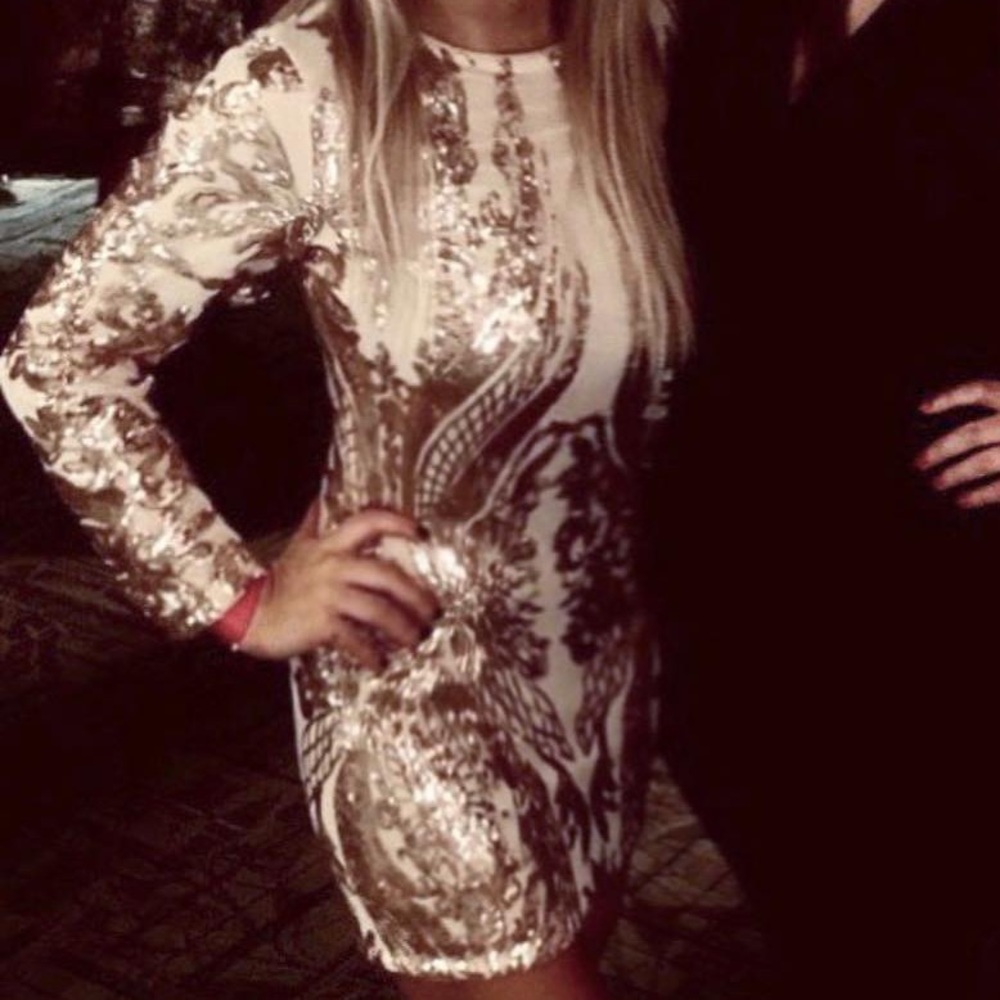 Rose gold sequin dress